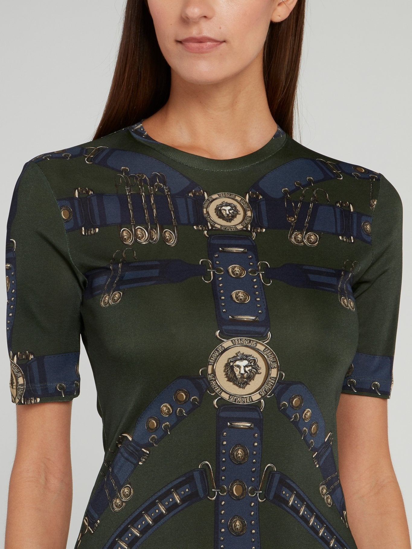 Оливковое платье из джерси с принтом