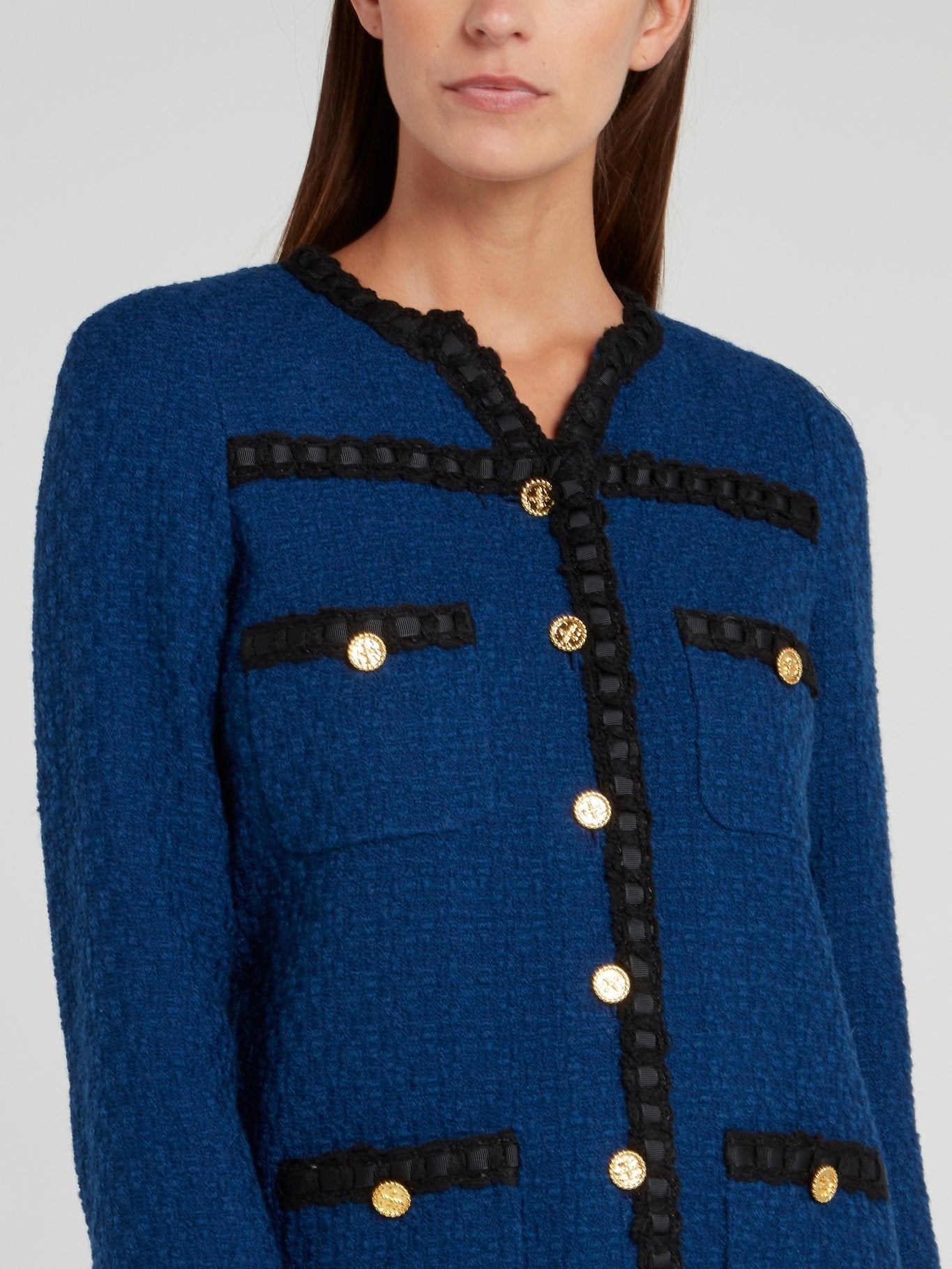 Темно-синее шерстяное пальто