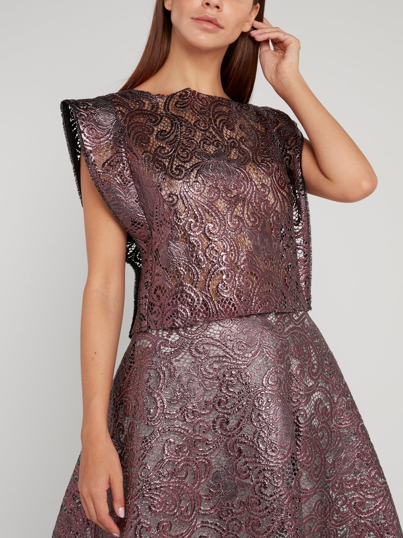 Фиолетовый топ с барочным принтом