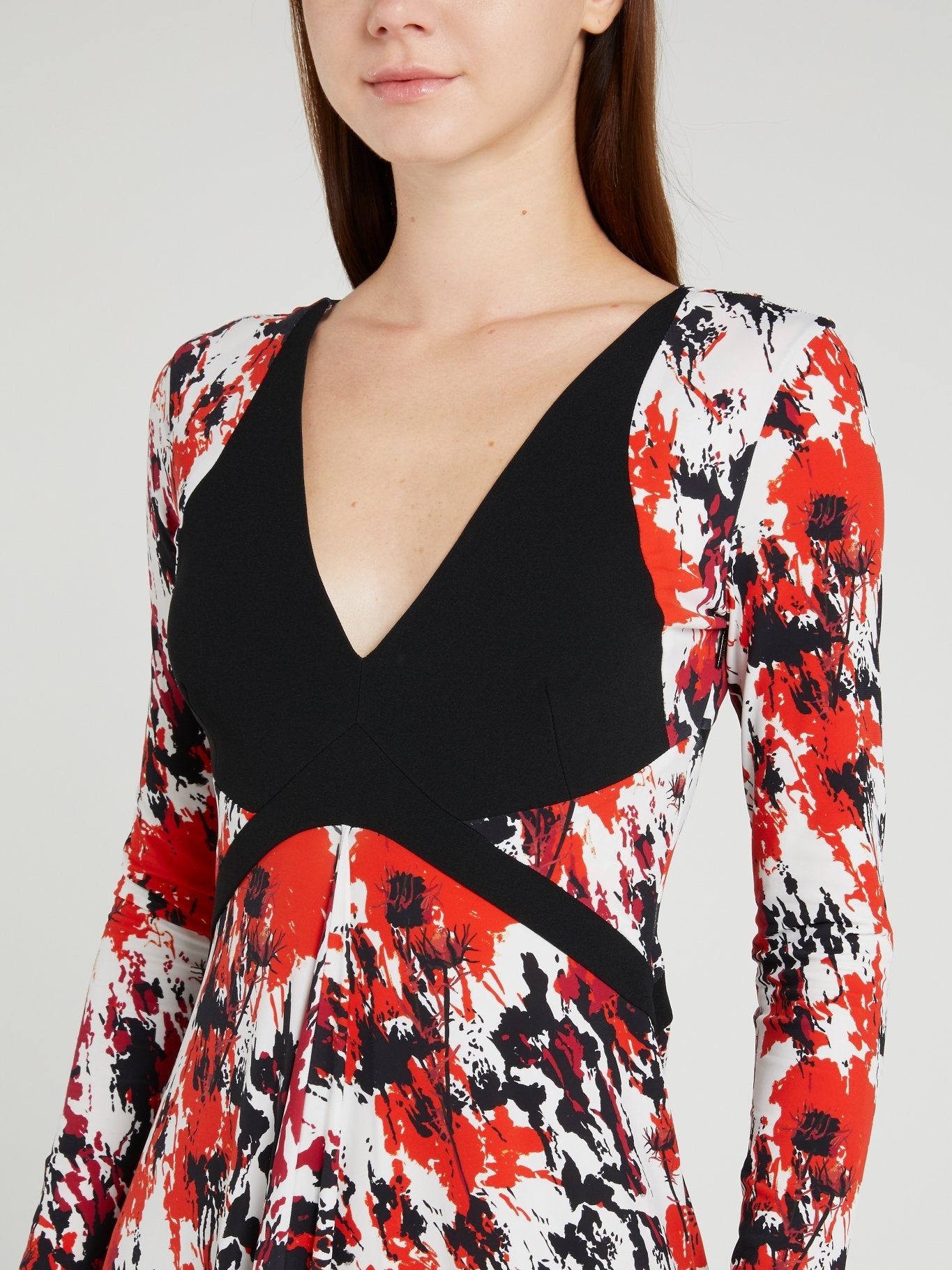 Платье-макси с юбкой солнце и цветочным принтом