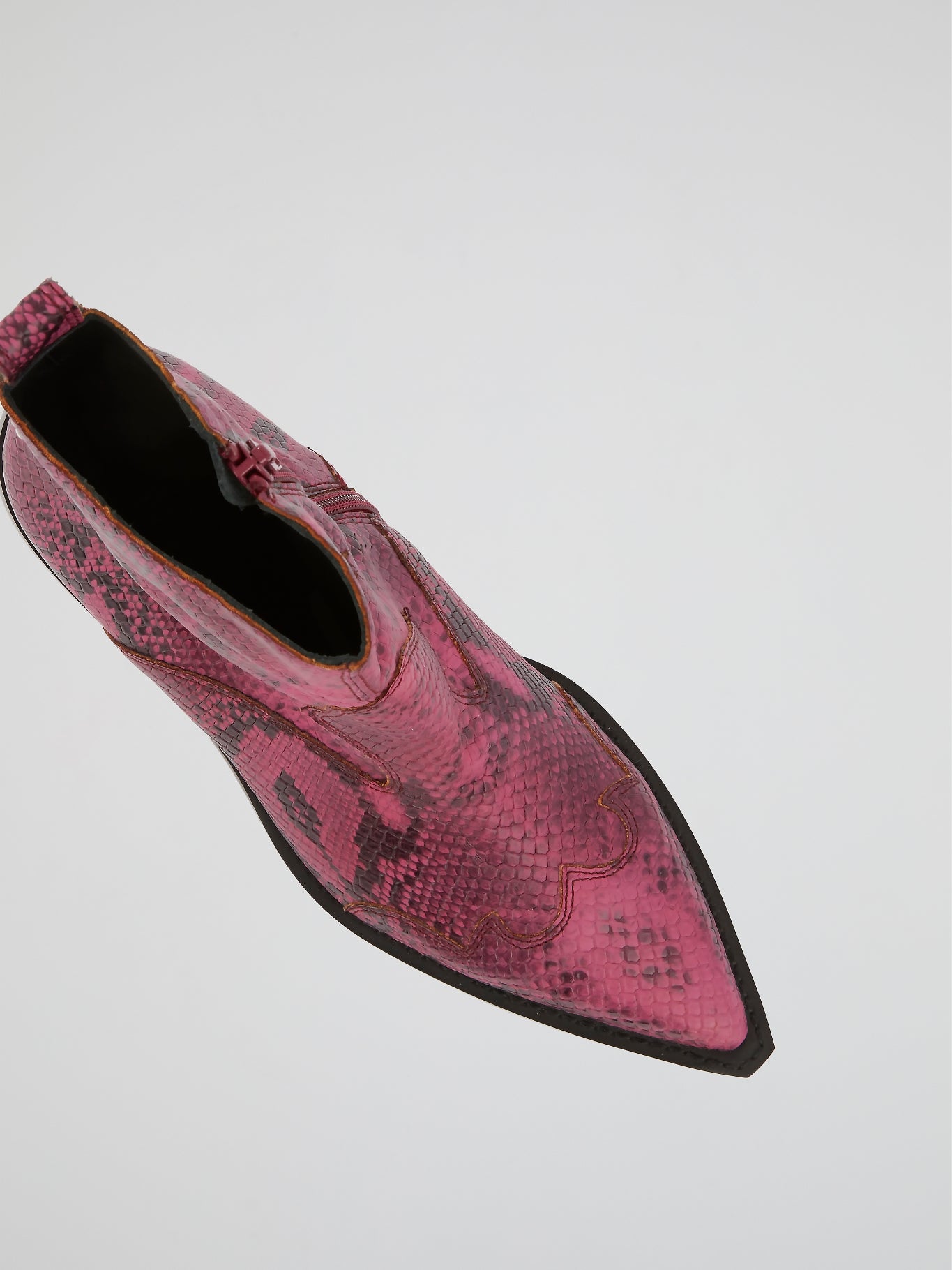 Pink Snake Effect Leather Boots