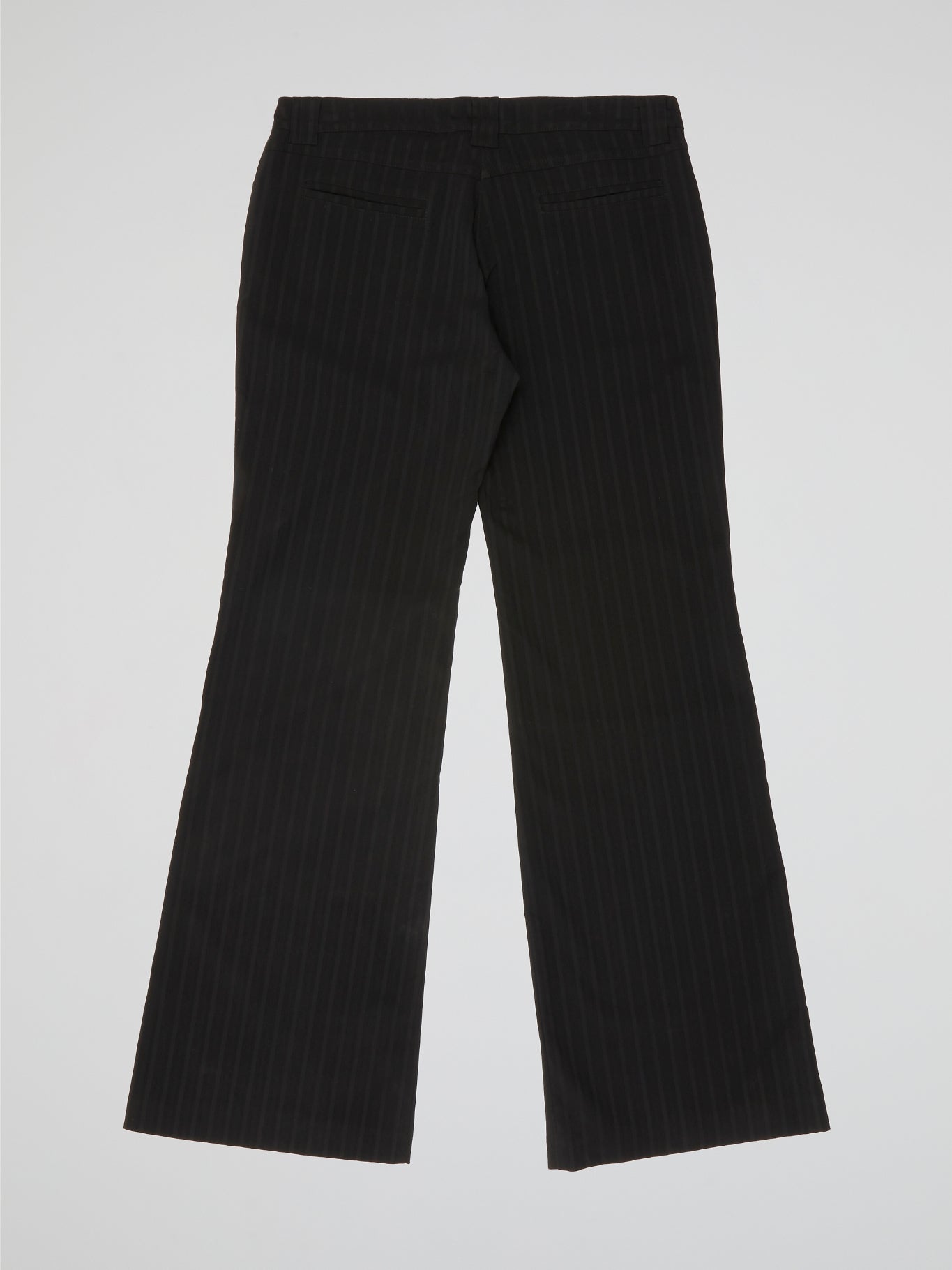 Midnight Black Pinstripe Flare Trousers