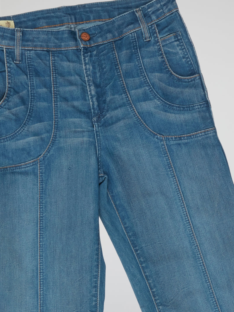 Y2K Curve-Stitch Wide Leg Jeans