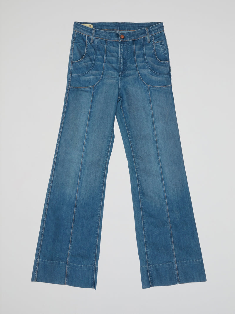 Y2K Curve-Stitch Wide Leg Jeans