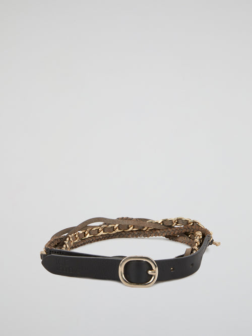 Black Multi-Strap Chain Accent Belt