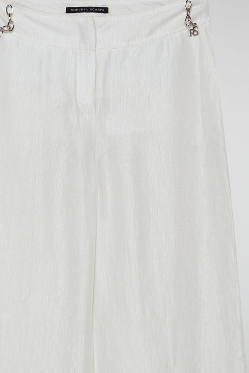 White Ivory Wide-Leg Trousers