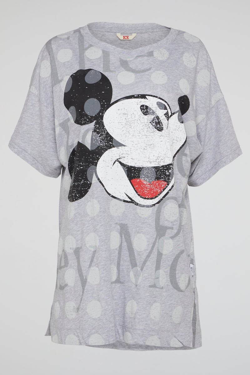 Grey Retro Mickey Mouse Dot Tee
