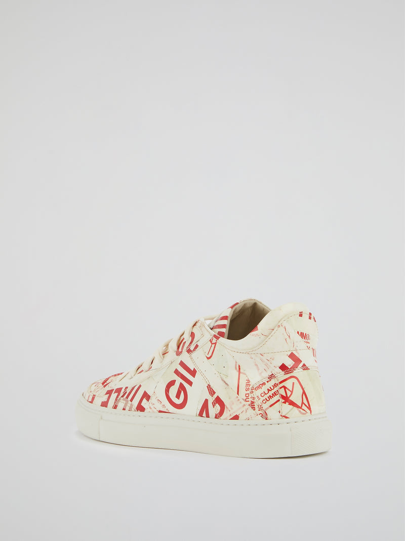 Text Print Lace Up Trainers