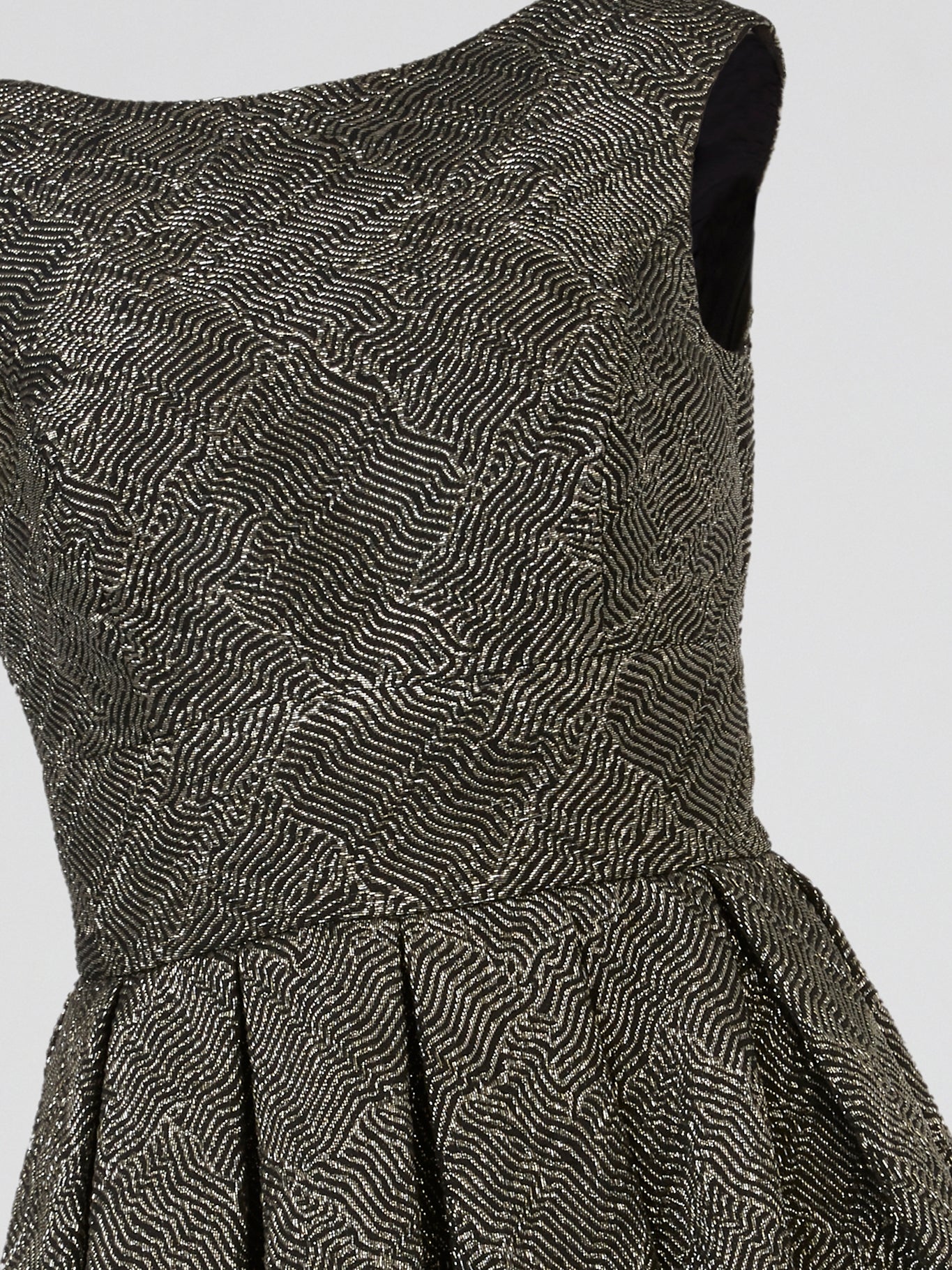 Silver Herringbone Jacquard Dress