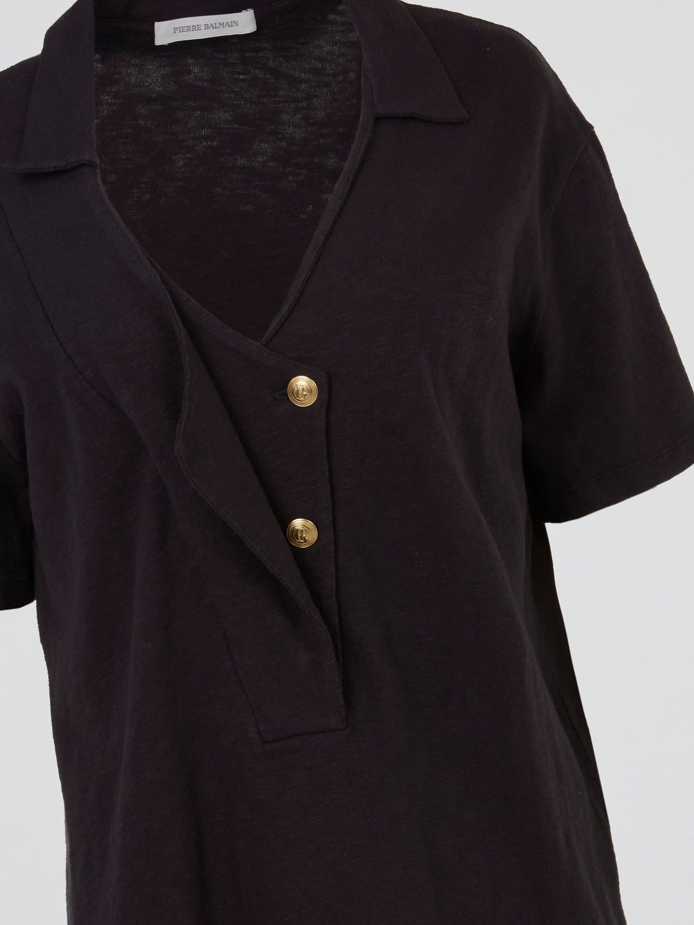 Twist Collar Button Top