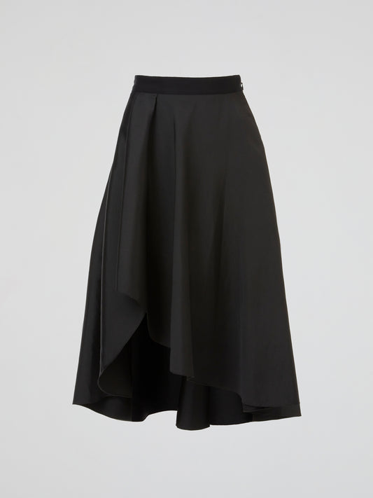Black Cascade Midi Skirt