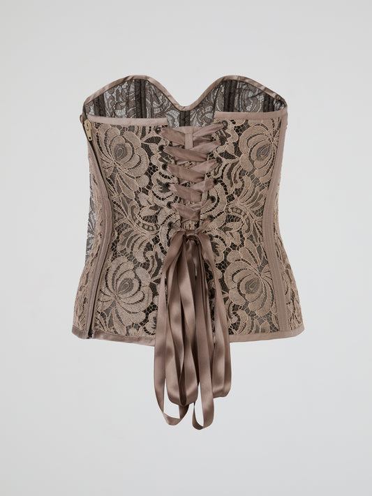 Pink Dusty Rose Lace-Up Bustier Corset