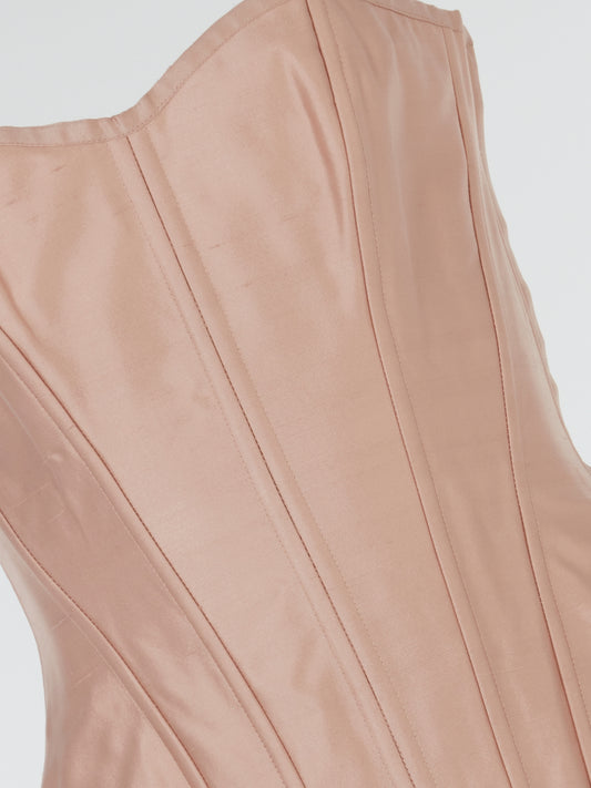 Pink Satin Structured Corset Top