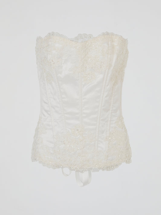 White Pearl Embroidered Corset Top