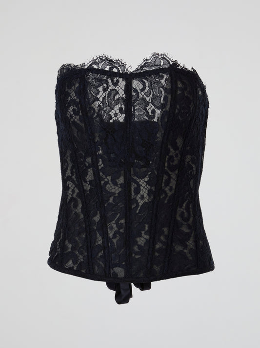 Navy Lace Sheer Corset Top