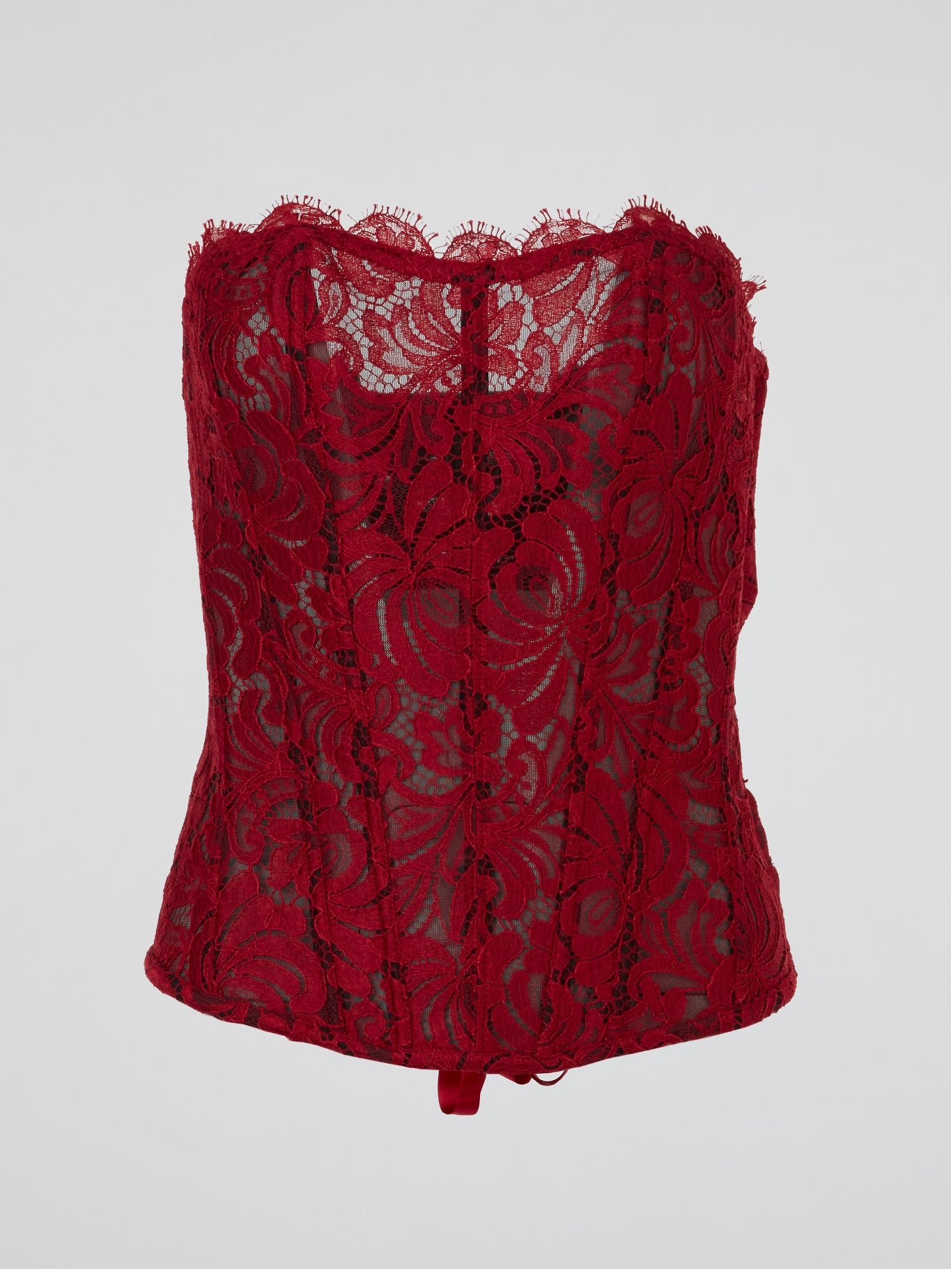 Red Lace Sheer Corset Top