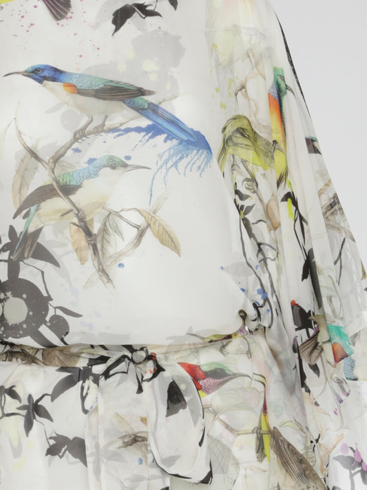 Ethereal Flight Sheer Printed Kaftan Top