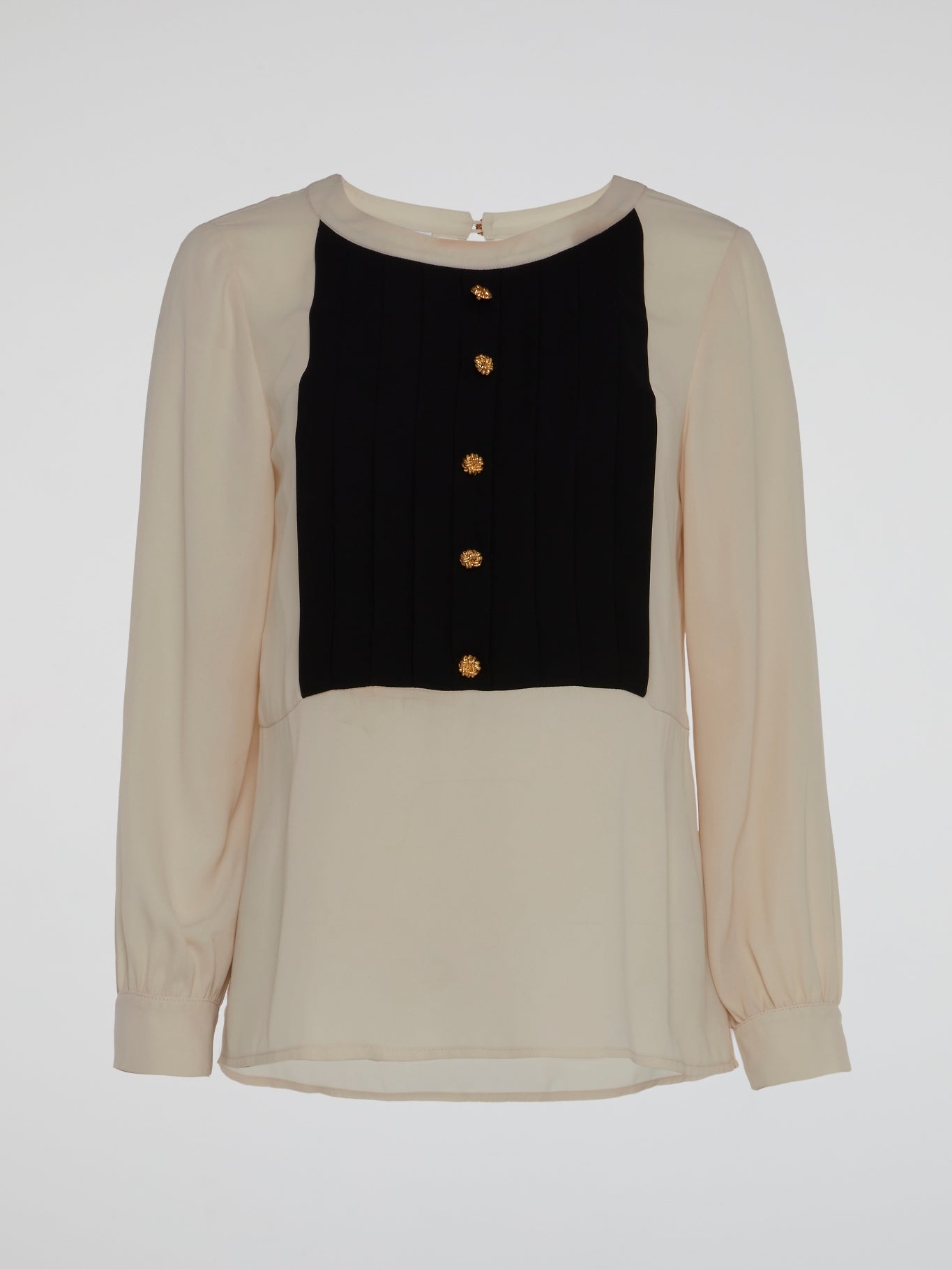 Beige Button Detailed Long Sleeve Blouse