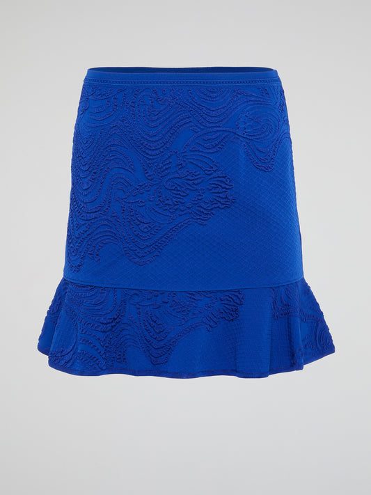 Transport yourself to a world of whimsy and elegance with our Blue Embroidered Flared Skirt by Roberto Cavalli. Crafted with intricate detailing and luxurious materials, this skirt is a showstopper for any occasion. Elevate your style and evoke a sense of confidence and grace with each twirl in this stunning piece.