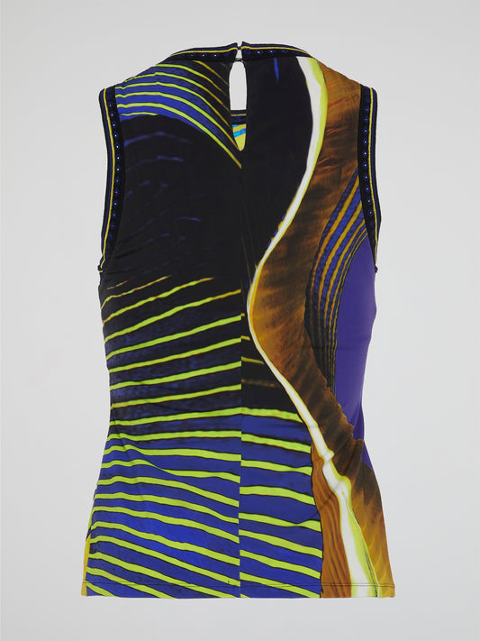 Embrace your inner avant-garde fashionista with the mesmerizing Geometric Print Sleeveless Top by Roberto Cavalli. This statement piece features bold lines and vibrant colors that will turn heads wherever you go. Let your style speak for itself with this eye-catching top that is sure to elevate any outfit to a whole new level of chic.
