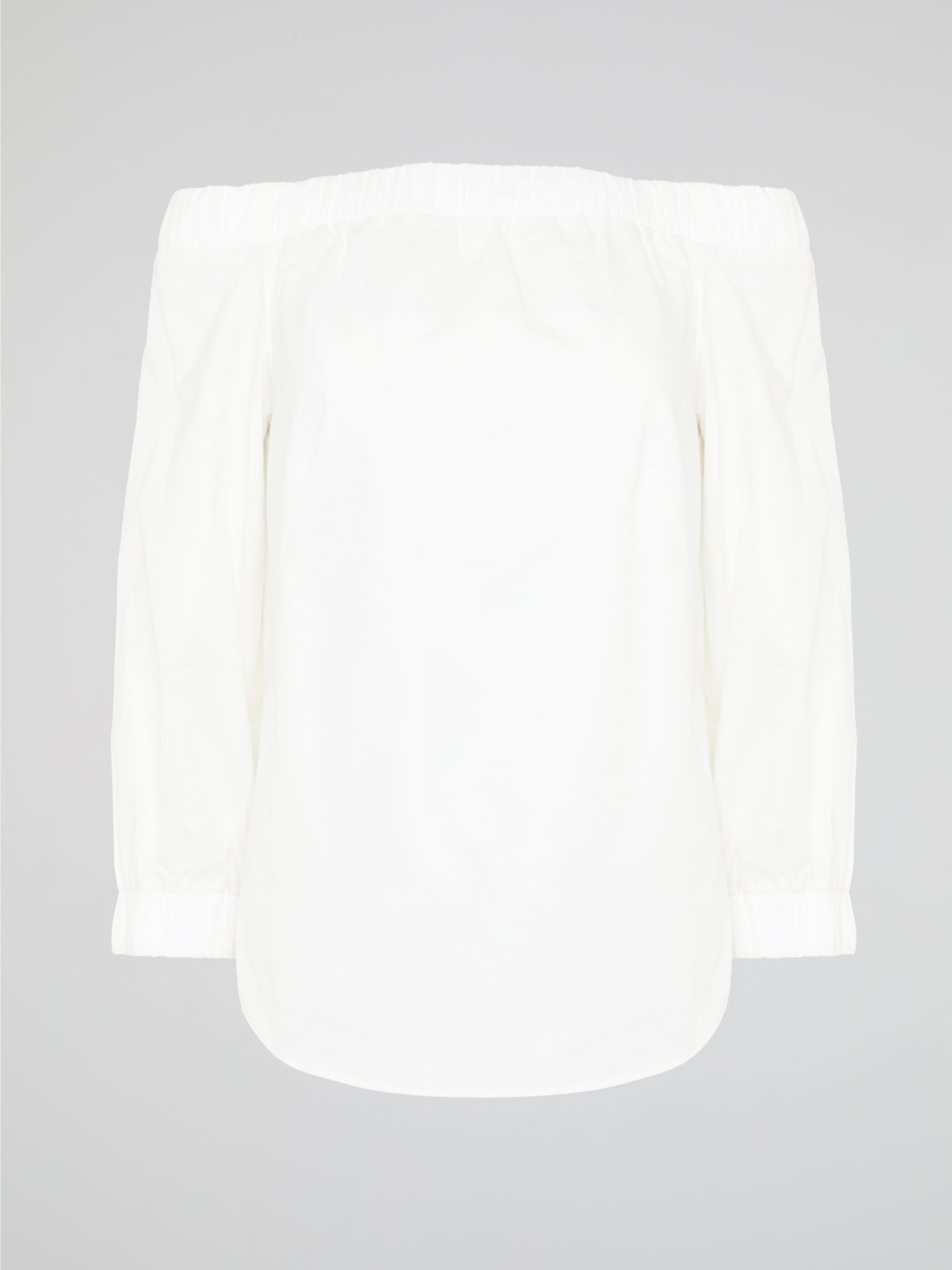 Elevate your summer wardrobe with our White Off-Shoulder Top by Akris Punto. Embrace a touch of effortless elegance as the delicate fabric gracefully drapes off your shoulders, exuding femininity and style. With its versatile design, this top is perfect for both casual outings and special occasions, ensuring you always feel chic and glamorous wherever you go.