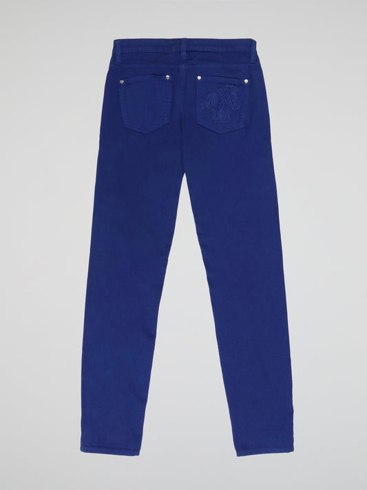 Step into style with these Blue Straight Cut Jeans by Roberto Cavalli. Crafted with precision, these jeans are designed to not only fit like a dream but also turn heads with their captivating hue. Whether you're going for a casual outing or a night on the town, these jeans are bound to make a statement and keep you at the forefront of fashion.