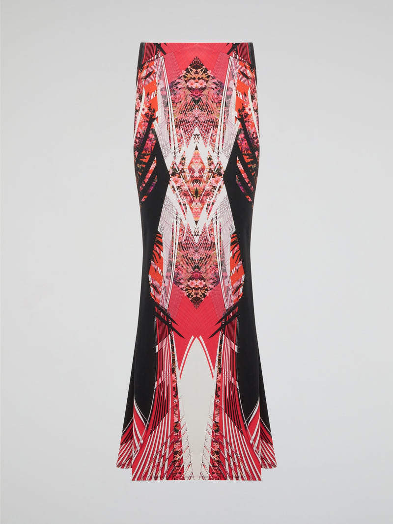 Feel like a modern-day goddess in this stunning red printed maxi skirt by Roberto Cavalli. The vibrant color and intricate design will make you stand out in any crowd, while the flowing silhouette adds a touch of elegance to your look. Pair it with a simple top and statement jewelry for a look that is both bold and chic.