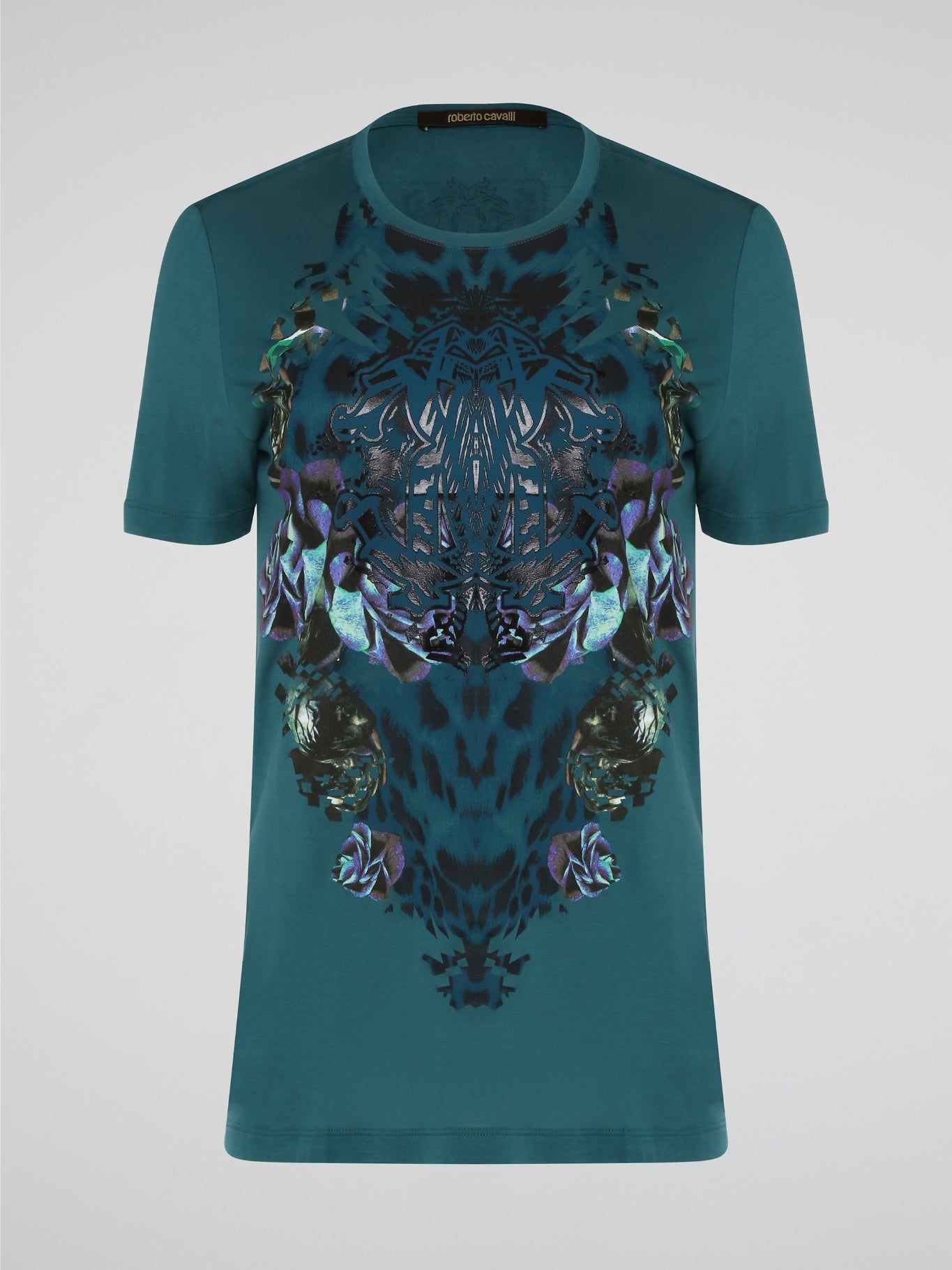 Elevate your casual style with the Green Printed T-Shirt from Roberto Cavalli, featuring a bold and eye-catching design that is sure to turn heads. Crafted from high-quality materials, this shirt offers both comfort and sophistication, making it the perfect addition to any fashion-forward wardrobe. Whether paired with jeans for a laid-back look or dressed up with a blazer for a night out, this t-shirt is a versatile and trendy choice for any occasion.