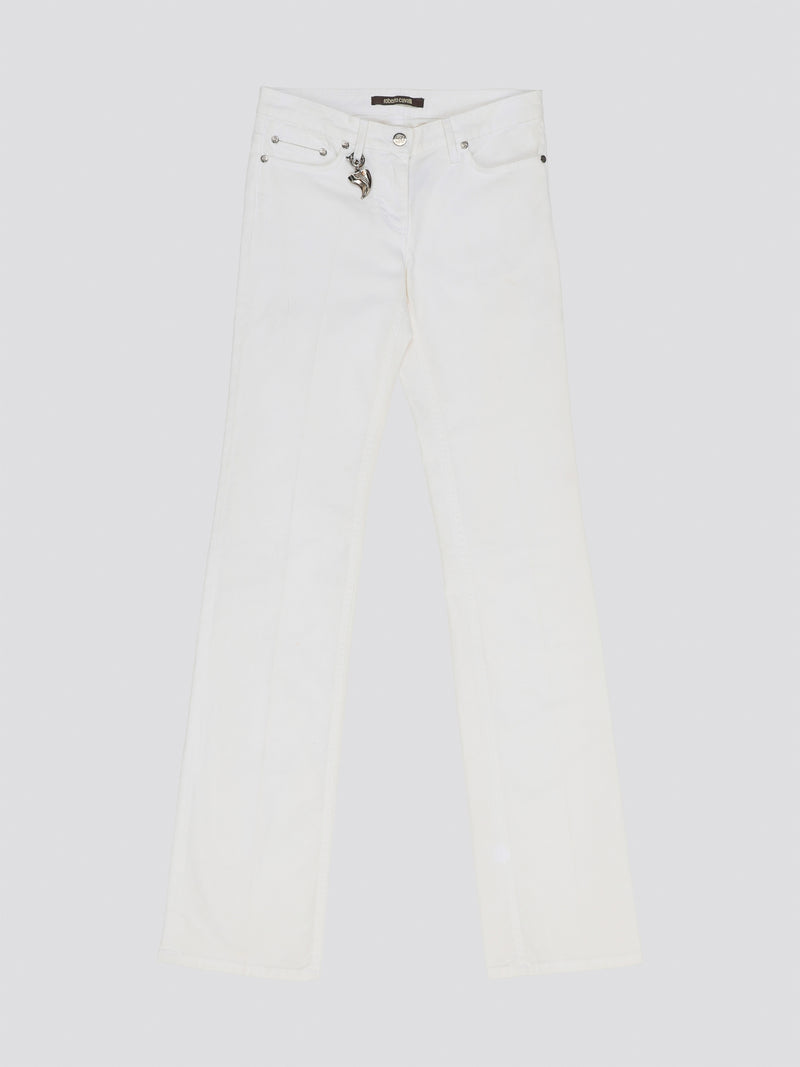 Elevate your denim game with these stunning White Wide Leg Denim Jeans from Roberto Cavalli. Crafted from premium quality denim, these jeans feature a sophisticated wide leg silhouette that exudes elegance and style. Perfect for day or night, these jeans are a versatile must-have addition to your wardrobe.