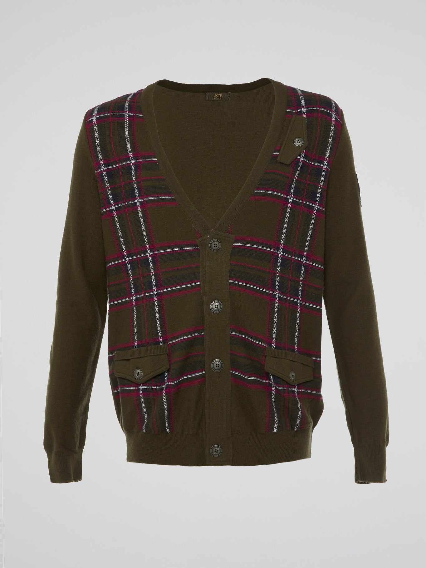 Brown Tartan Patterned Cardigan