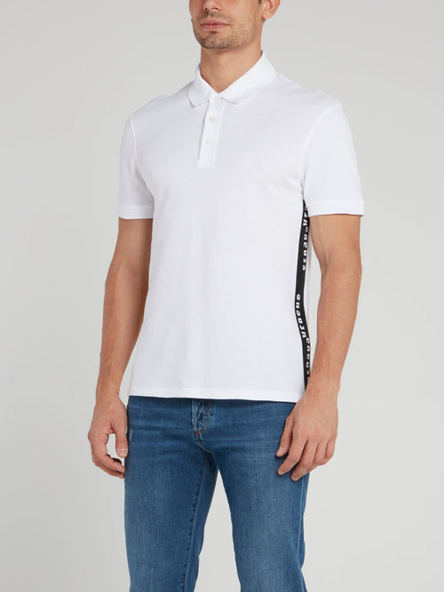 White Logo Tape Polo Shirt