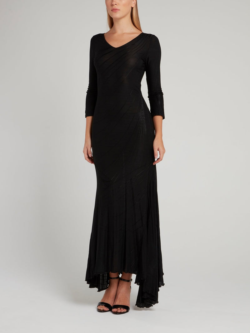 Черное платье-макси с вырезами на спине