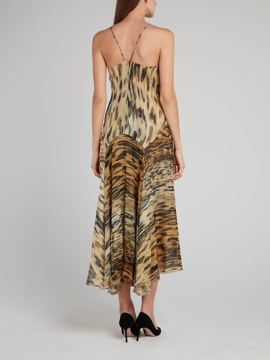 Animal Print Surplice Maxi Dress