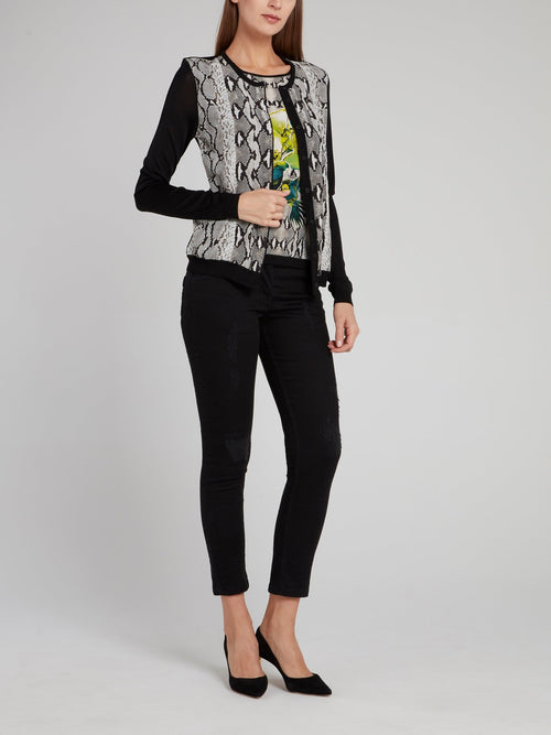 Snake Skin Zip Up Cardigan