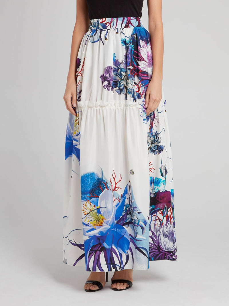Floral Print High Waist Maxi Skirt