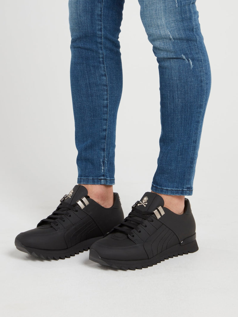 Black Skull Platform Sneakers