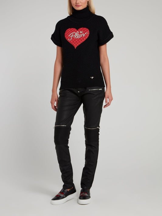 Black Leather Biker Jeggings