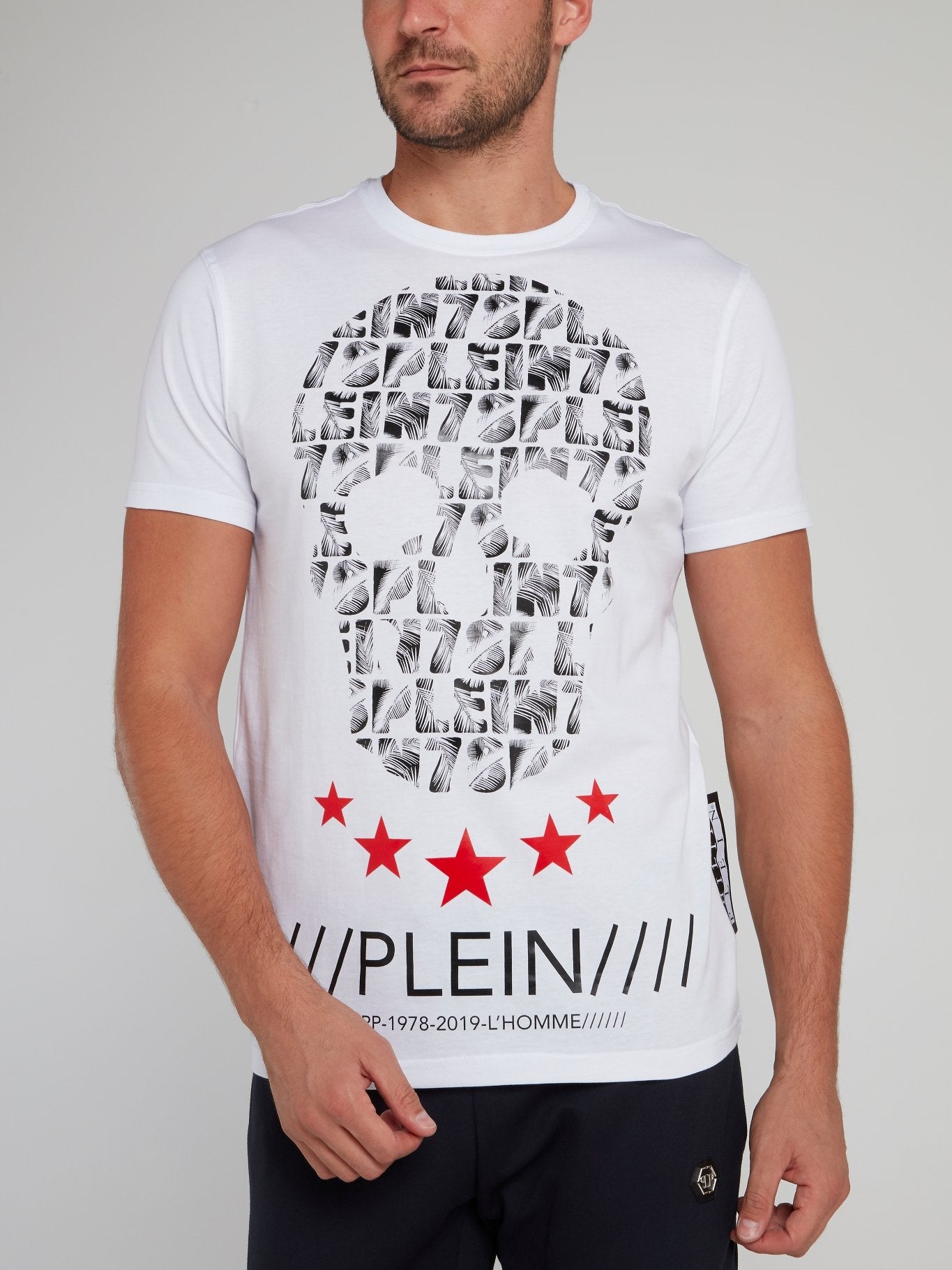 Белая футболка с изображением черепа и логотипом Aloha Plein