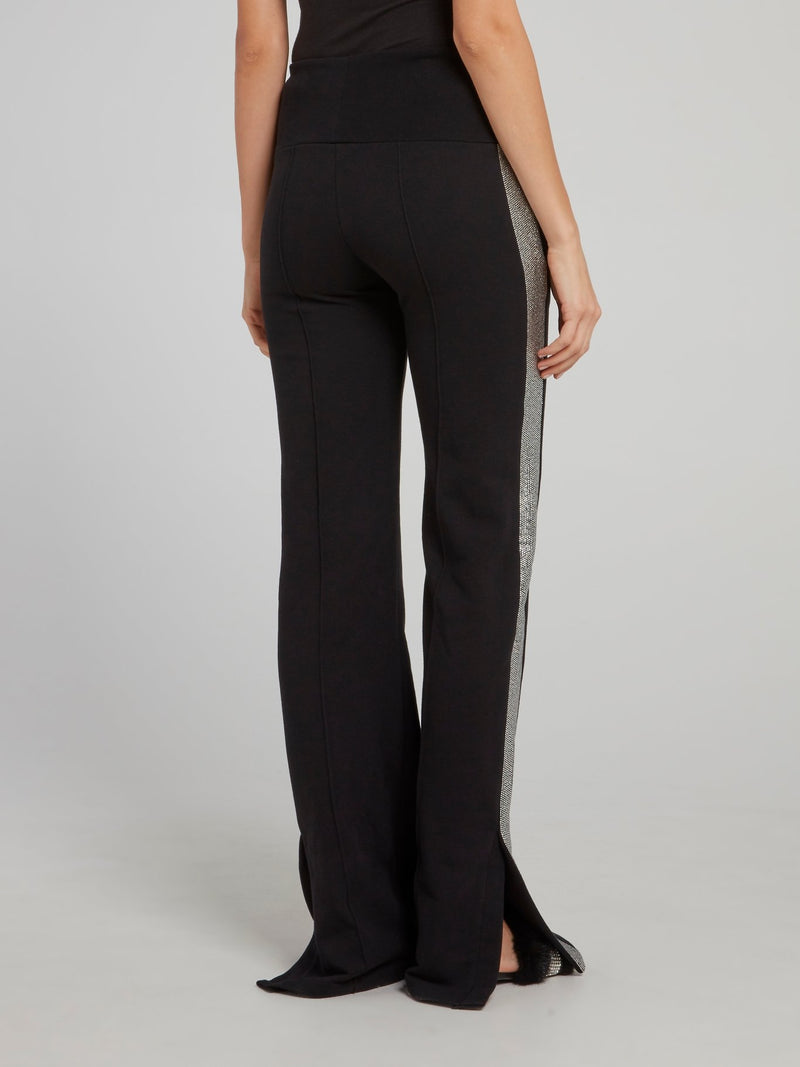 Metallic Side Stripe Flared Jogging Pants