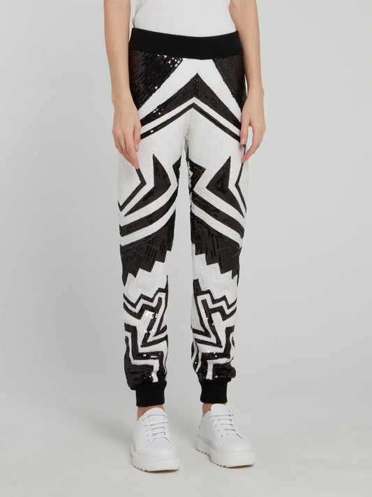 Full Sequined Geometric Track Pants