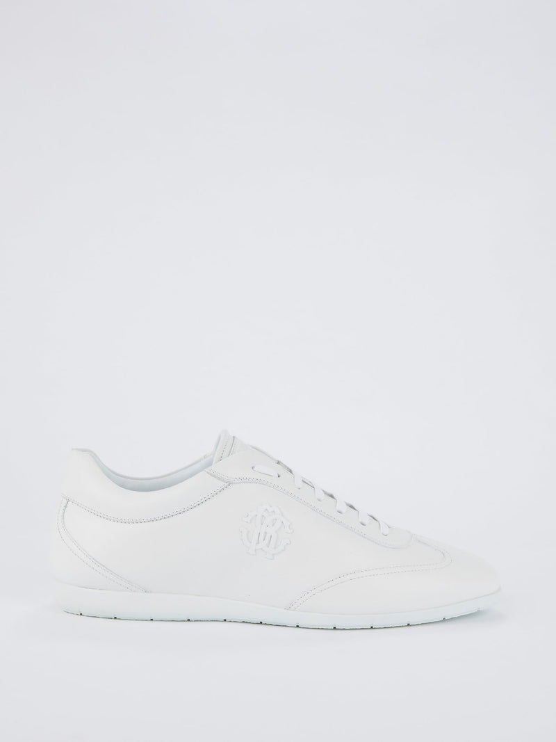 White Low Top Logo Sneakers