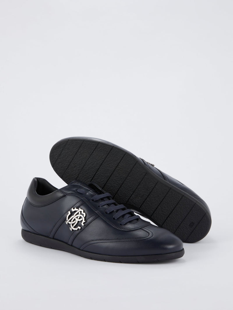 Темно-синие кроссовки на шнуровке с логотипом