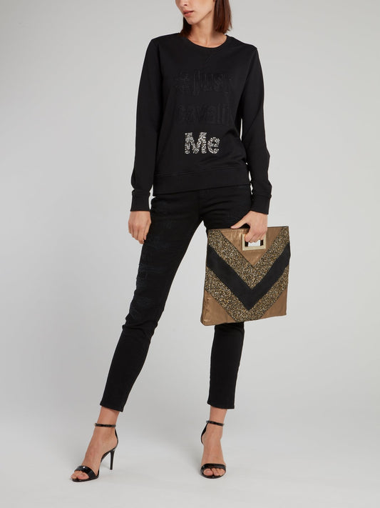 Black Crystal Embellished Sweatshirt