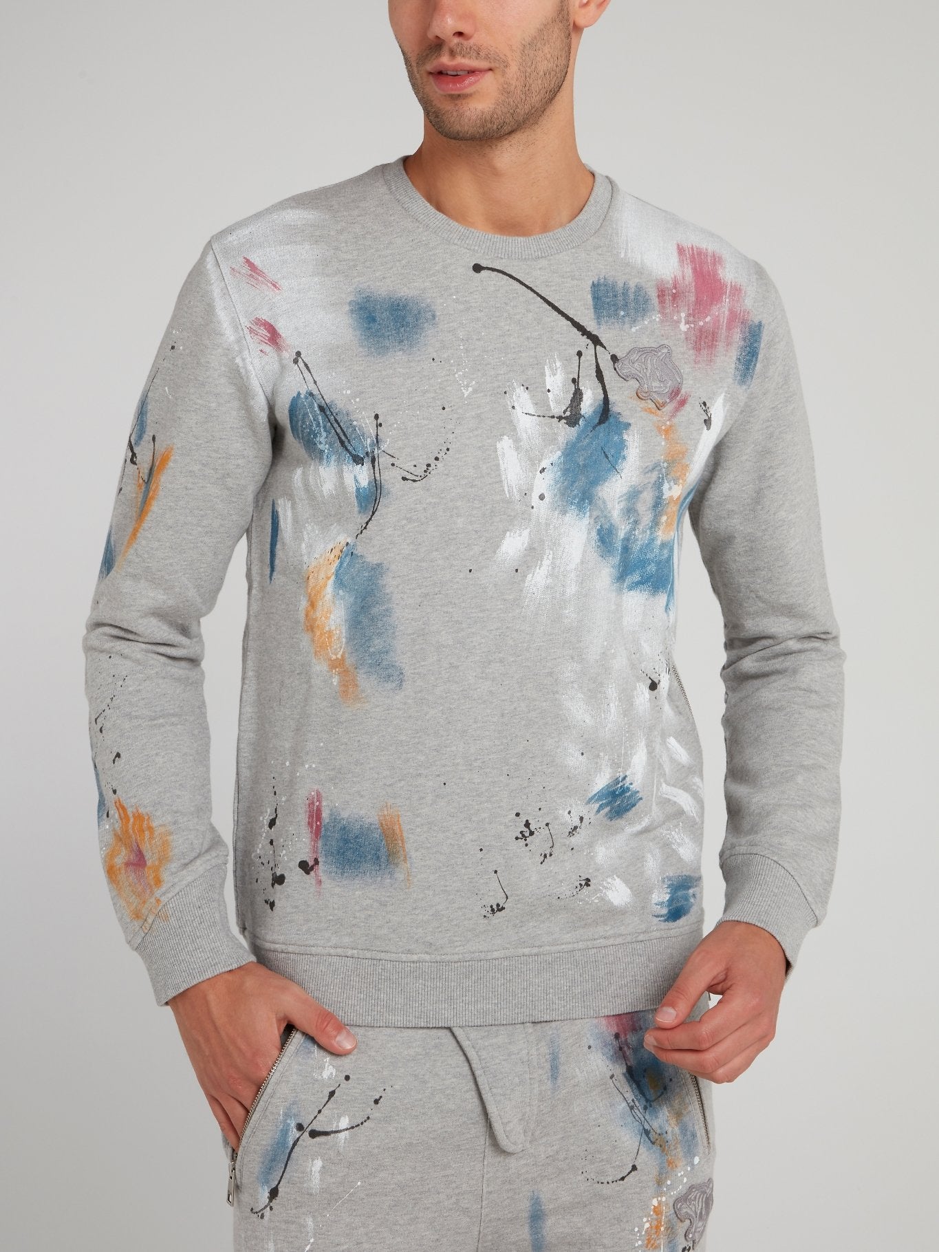 Grey Floral Paint Sweatshirt