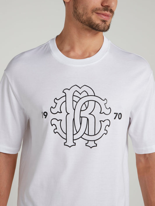 White Logo Half Sleeve T-Shirt