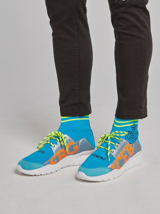 Синие неоновые кроссовки-носки
