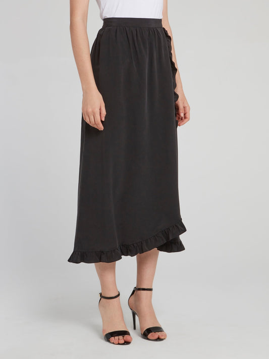 Noir Wrap Midi Skirt