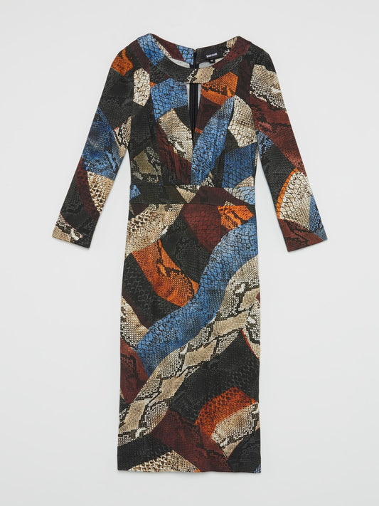 Colour Block Snake Print Dress