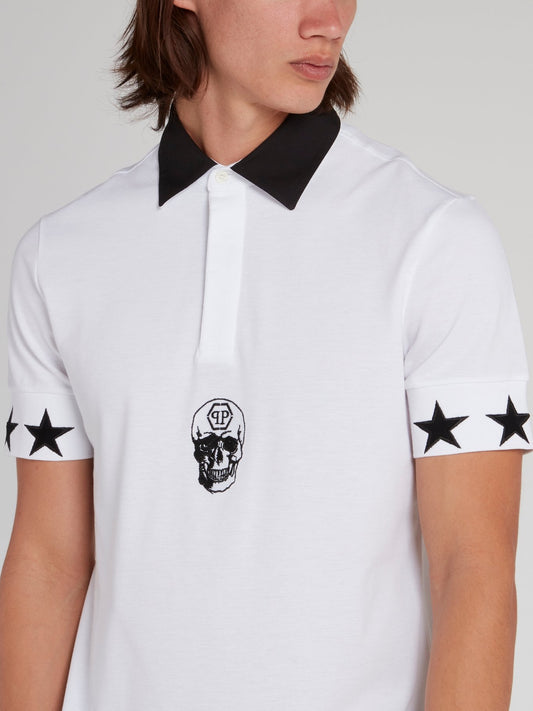 White Stars Skull Polo Shirt