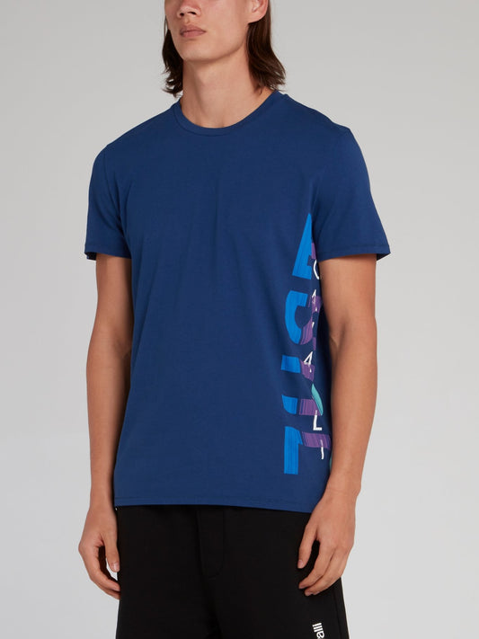 Blue Side Logo Print T-Shirt